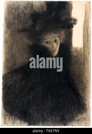 Gustav Klimt, Ritratto di una donna con il capo e Hat, disegno, circa 1897 Foto Stock