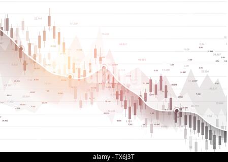 Mercato azionario e exchange. Candela di Business stick diagramma grafico del mercato azionario Investimenti trading. Dati sulla borsa. Punto rialzista, andamento del grafico Illustrazione Vettoriale