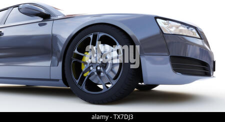 3d reso illustrazione di un auto nera Foto Stock