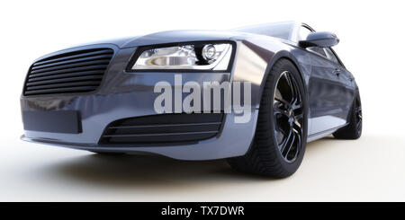 3d reso illustrazione di un auto nera Foto Stock