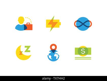 Affari e finanza - design piatto icone di stile impostato Illustrazione Vettoriale