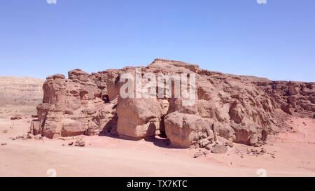 Salomone pilastri in Timna park - immagine aerea. Foto Stock