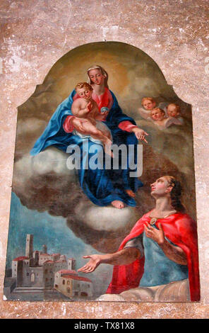 Immagine raffigurante la Madonna delle Grazie e alla Madonna delle Grazie e San Vittore. Pittore anonimo - San Pietro Apostolo cattedrale, Minturno, Italia Foto Stock