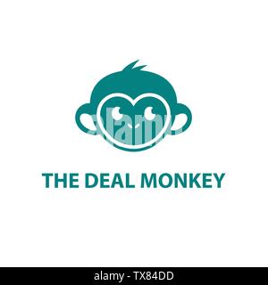 Monkey Geek Logo design in Illustrator Illustrazione Vettoriale