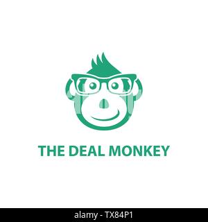 Monkey Geek Logo design in Illustrator Illustrazione Vettoriale