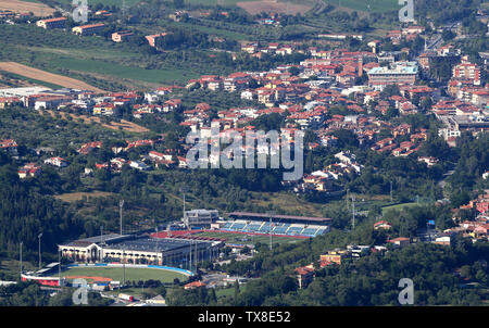 Una vista generale della San Marino Stadium, Serravalle. Foto Stock