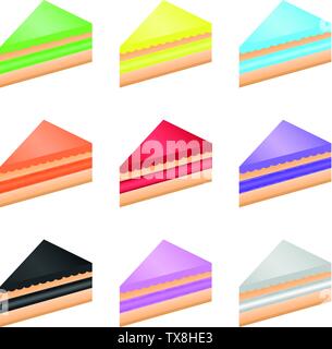 Set di Cheesecake isolati su sfondo bianco. Illustrazione Vettoriale di coloratissimi dolci per il tuo design. Illustrazione Vettoriale