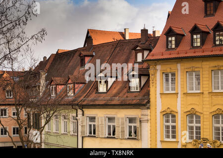 Vista sui tetti di Bamberg e windows Foto Stock