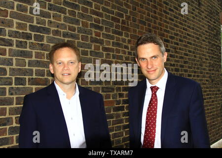 GRANT SHAPPS E GAVIN WILLIAMSON NELLA CITTÀ DI WESTMINSTER , London , REGNO UNITO IL 24 GIUGNO 2019. I politici britannici.partito conservatore MPS. Politica britannica. Il segretario alla difesa dello Stato. Banco anteriore. Banco posteriore MPS. Foto Stock