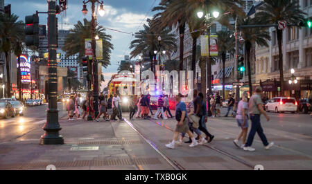 New Orleans, Louisiana - A New Orleans il tram di Canal Street. Foto Stock