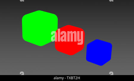 3D illustrazione di blocchi incandescenti Foto Stock