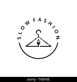 Icona lineare tessuto etico. Il logo del vettore, badge per eco-fabbricazione. Un simbolo di naturale e abbigliamento di qualità. Il riciclaggio di vestiti. Illustrazione Vettoriale