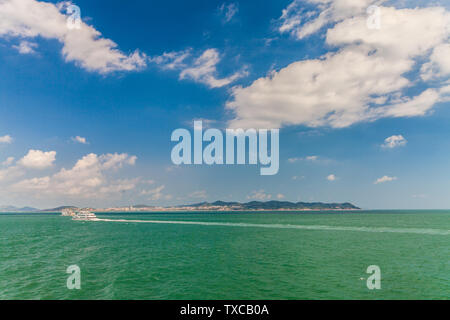 Mare Bohai scenario di Penglai Changshan isole, Yantai, Provincia di Shandong, Cina Foto Stock