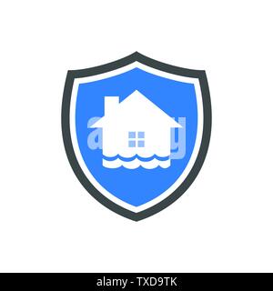 Homeguard protezione da alluvione per il simbolo di vettore Logo grafico del modello di progettazione Illustrazione Vettoriale