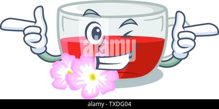 Wink tè di rosa canina in un cartone animato in frigo Illustrazione Vettoriale