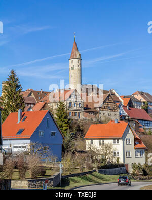 Impressione di Kirchberg an der Jagst, una città nel sud della Germania Foto Stock