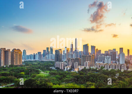 Shenzhen City Center City Skyline di paesaggio Foto Stock