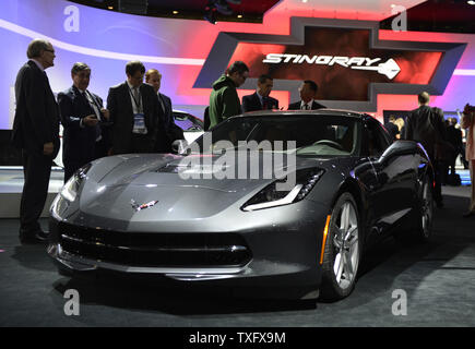 Il 2014 Chevrolet Corvette Stingray è visualizzato in 2013 North American International Auto Show di Detroit il 14 gennaio 2013. UPI/Brian Kersey Foto Stock