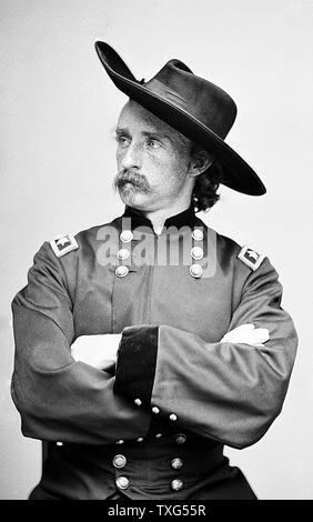 George Armstrong Custer, Esercito degli Stati Uniti ufficio e comandante di cavalleria nella Guerra Civile americana e Guerre indiane. Sconfitto e ucciso nella battaglia di Little Big Horn Foto Stock