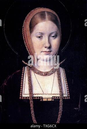 Regina Caterina d'Aragona (1485-1536), la prima moglie di Enrico VIII d'Inghilterra, figlia di Ferdinando e Isabella di Spagna cattolica (RE) Foto Stock