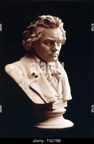 Busto di Ludwig van Beethoven, tedesco del compositore e pianista. Uno dei più influenti compositori occidentali la cui musica colmato il classico e romantico periodi Foto Stock