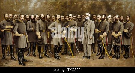 Ritratto di gruppo del generale Robert E. Lee, con suoi generali nella guerra civile americana (1861-1865). Lee, un ufficiale dell'esercito degli Stati Uniti, ha combattuto sul Confederate (Sud) lato nella guerra civile Foto Stock