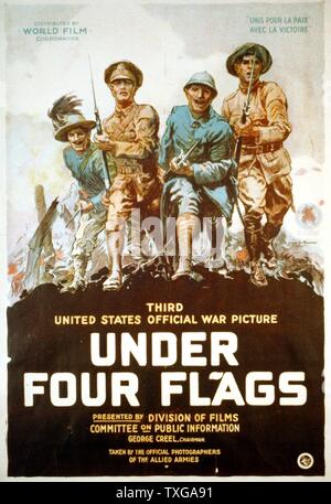La prima guerra mondiale ( ) : Poster per 'sotto quattro bandiere' - Stati Uniti ufficiale di guerra foto litografia 1918 Foto Stock