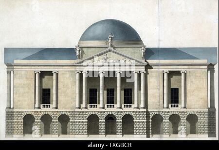 New County Hall, Stafford, Inghilterra. Proposta di facciata. Elevazione Foto Stock