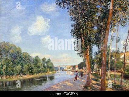 In Saint-Mammès. Giugno Sunshine da Alfred Sisley (1839-1899) impressionista francese pittore paesaggista. Del 1852 Foto Stock