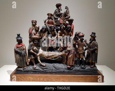 Il carving raffigurante la caduta di Cristo sulla via del Calvario. Da Anon. Datata XVI Secolo Foto Stock