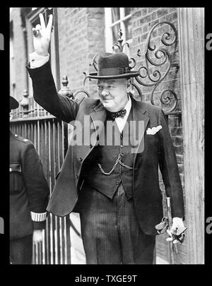 Fotografia di Winston Churchill (1874-1965) British politico che è stato il primo ministro del Regno Unito. Datata 1943 Foto Stock