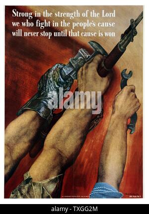 Poster di propaganda da WWII pubblicità l importanza di aiutare lo sforzo di guerra attraverso l'occupazione. Foto Stock