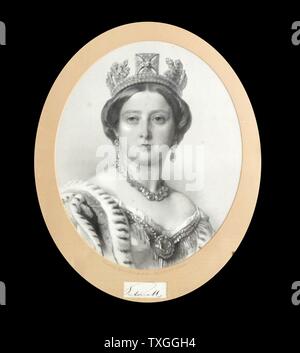 Ritratto di una giovane regina Victoria (1819-1901) la Regina del Regno Unito di Gran Bretagna e Irlanda. Datata 1838 Foto Stock