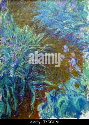 Pittura intitolato "Iris" di Claude Monet (1840-1926) fondatore della francese pittura impressionista. Datata 1873 Foto Stock