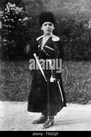 Alexei Nikolayevich (12 agosto 1904 - 17 luglio 1918) della casa di Romanov, Tsarevichand apparente erede al trono dell'impero russo era il bambino più in giovane età e soltanto figlio dell'imperatore Nicola II e l'imperatrice Alexandra Feodorovna. Egli era nato con emofilia Foto Stock