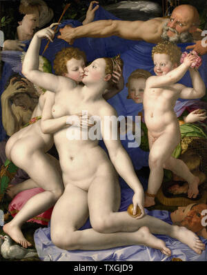 Agnolo Bronzino a.k.a Bronzino - Allegoria con Venere Cupido C 1542 Foto Stock