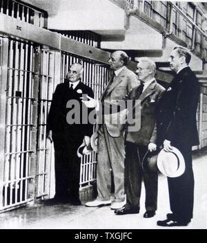 Stampa fotografica della cella di prigione di Al Capone (1899-1947) un gangster americano durante il divieto era. In data xx secolo Foto Stock