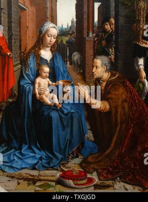 Dettaglio dal dipinto intitolato "L'Adorazione dei Magi" di Jan Gossaert (1478-1532) un pittore francese e membro della corporazione di San Luca. Datata XVI Secolo Foto Stock