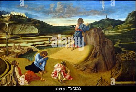Pittura intitolata 'L'agonia nel giardino" di Giovanni Bellini (1430-1516) un italiano pittore rinascimentale. Datata XVI Secolo Foto Stock