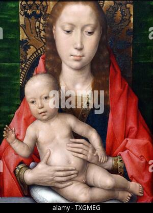 Dettaglio del Trittico dipinto intitolata 'la Vergine e il Bambino" di Hans Memling (1430-1494) un tedesco Early Netherlandish pittore. Datata xv secolo Foto Stock