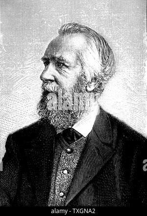 Ernst Haeckel (1834-1919) uno zoologo tedesco ed evoluzionista. Ricapitolazione teoria "ontologia ricapitola phylogeny'. Incisione su legno. Foto Stock