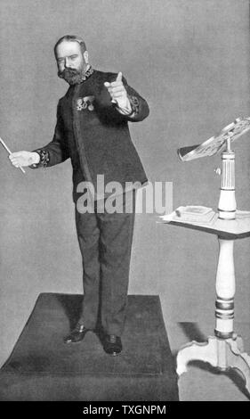 John Philip Sousa (1854-1932) American marzo compositore e bandmaster, condurre la sua "Washington Post". Foto pubblicate Londra 1903. Mezzitoni Foto Stock