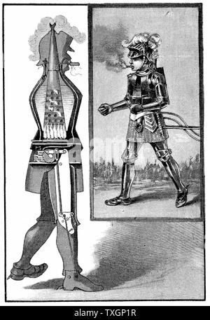 George Moore di vapore dell'uomo. La benzina combustibile alla caldaia azionata a 1/2 hp motore. Lo scarico attraverso il casco, scarico di vapore attraverso il sigaro. Velocità di marcia da 7 a 9 mph. 1893 La Science Illustree Parigi Foto Stock