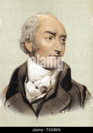 George Canning (1770-1827) statista inglese; emancipazione cattolica; degli affari esteri; Il Primo Ministro 1827 litografia colorata Foto Stock