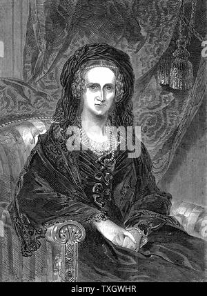 Adelaide di Sassonia Coburgo - Gotha Meiningen (1792-1849) tedesco-nato regina consorte di Guglielmo IV di Gran Bretagna (1830-37). Incisione verticale pubblicato London 1849 incisione di Adelaide come una vedova Foto Stock