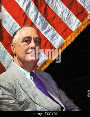 Franklin Delano Roosevelt (1882-1945) 32A PRESIDENTE DEGLI STATI UNITI D'AMERICA fotografato c1943 Foto Stock