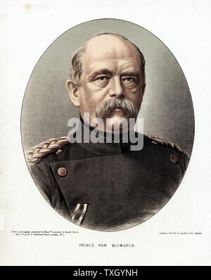 Otto von Bismarck (1815-98) Tedesco (prussiano statista). Litografia colorata Londra c1880 Foto Stock