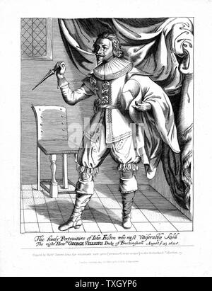 John Felton (1595-1628) inglese soldato protestante. Assassino di George Villiers duca di Buckingham 23 agosto 1628 mostrato con poniard sollevato pronto a colpire . Incisione Foto Stock