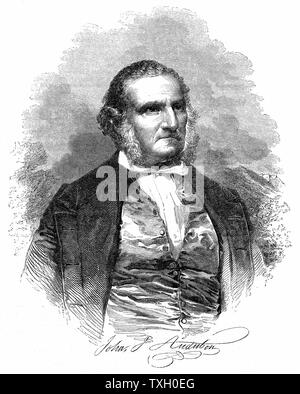 John James Audubon (1785-1851) American Ornithologist e artista. Audubon nella vita successiva. Incisione su legno, London, 1852 Foto Stock