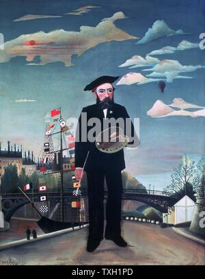 Henri Rousseau noto come Le Douanier Scuola di francese a me, Portrait-Landscape Moi-même, ritratto-paysage 1890 olio su tela (146 x 113 cm) Praga, Galleria Nazionale Foto Stock